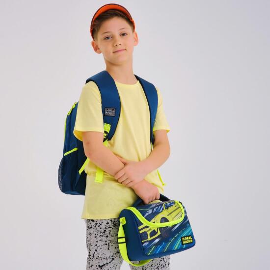 Coral High Kids Nefti Fosforlu Sarı Araba Desenli 3’lü Okul Çanta Seti SET0114406 - 2