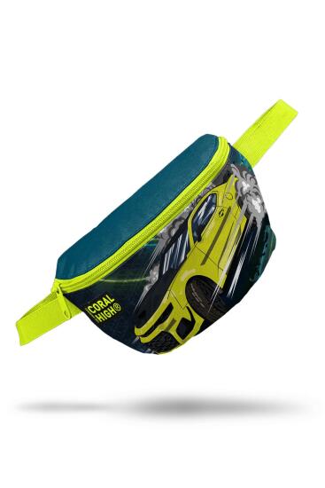 Coral High Kids Nefti Fosforlu Sarı Araba Desenli Bel Çantası 22499 - 7