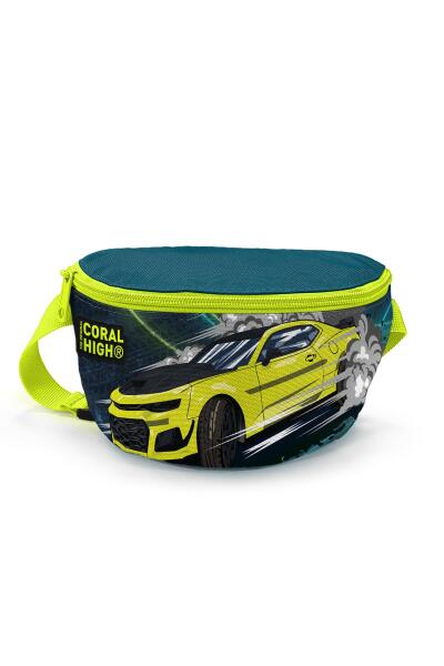 Coral High Kids Nefti Fosforlu Sarı Araba Desenli Bel Çantası 22499 - 1