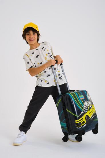 Coral High Kids Nefti Fosforlu Sarı Araba Desenli Çocuk Valizi 16756 - 2