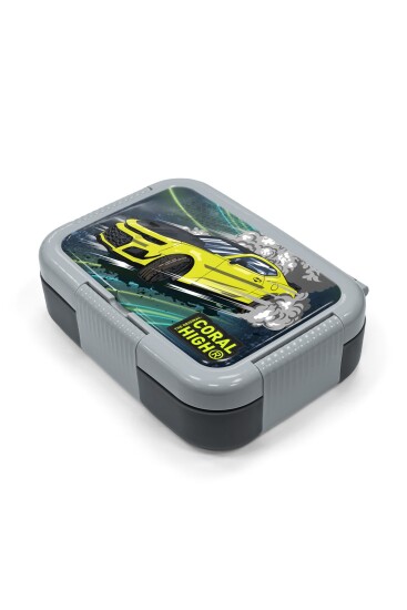 Coral High Kids Nefti Fosforlu Sarı Araba Desenli Paslanmaz Çelik Beslenme Kabı 39358 - 2