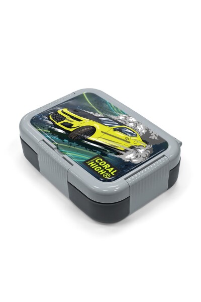 Coral High Kids Nefti Fosforlu Sarı Araba Desenli Paslanmaz Çelik Beslenme Kabı 39358 - 2