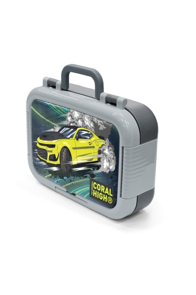 Coral High Kids Nefti Fosforlu Sarı Araba Desenli Paslanmaz Çelik Beslenme Kabı 39358 - 4