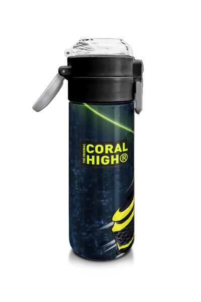 Coral High Kids Nefti Fosforlu Sarı Araba Desenli Pipetli ve Direkt İçim Çelik Termos 500 ml 31834 - 2
