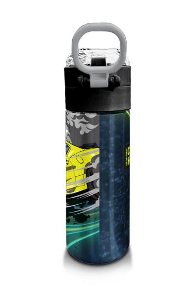 Coral High Kids Nefti Fosforlu Sarı Araba Desenli Pipetli ve Direkt İçim Çelik Termos 500 ml 31834 - 3