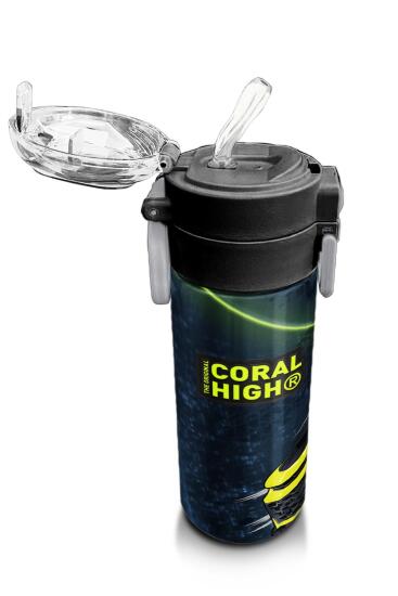 Coral High Kids Nefti Fosforlu Sarı Araba Desenli Pipetli ve Direkt İçim Çelik Termos 500 ml 31834 - 5