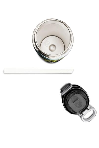 Coral High Kids Nefti Fosforlu Sarı Araba Desenli Pipetli ve Direkt İçim Çelik Termos 500 ml 31834 - 7