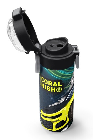 Coral High Kids Nefti Fosforlu Sarı Araba Desenli Pipetli ve Direkt İçim Çelik Termos 500 ml 31834 - 6