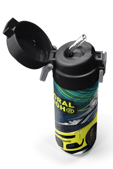 Coral High Kids Nefti Fosforlu Sarı Araba Desenli Pipetli ve Direkt İçim Çelik Termos 500 ml 31834 - 2