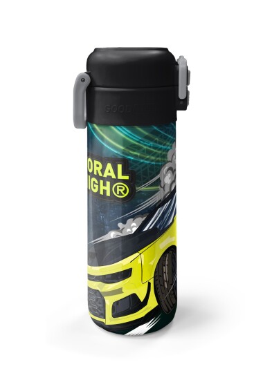 Coral High Kids Nefti Fosforlu Sarı Araba Desenli Pipetli ve Direkt İçim Çelik Termos 500 ml 31834 - 5