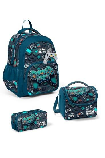 Coral High Kids Nefti Gamer Desenli 3’lü Okul Çanta Seti SET0114423 - Coral High