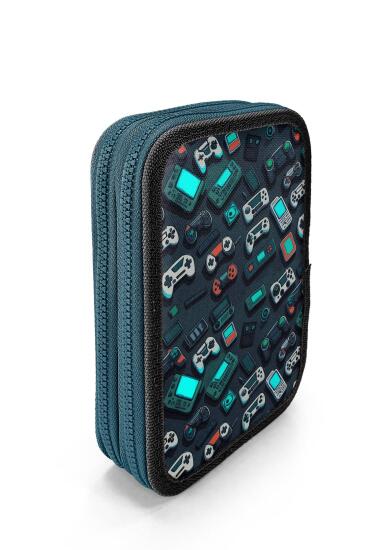 Coral High Kids Nefti Gamer Desenli Çift Katlı Kalem Çanta 11155 - 3