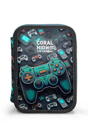 Coral High Kids Nefti Gamer Desenli Çift Katlı Kalem Çanta 11155 - 10
