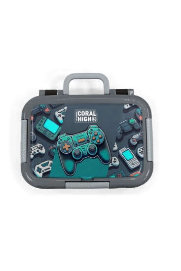 Coral High Kids Nefti Gamer Desenli Paslanmaz Çelik Beslenme Kabı 39301 - 5