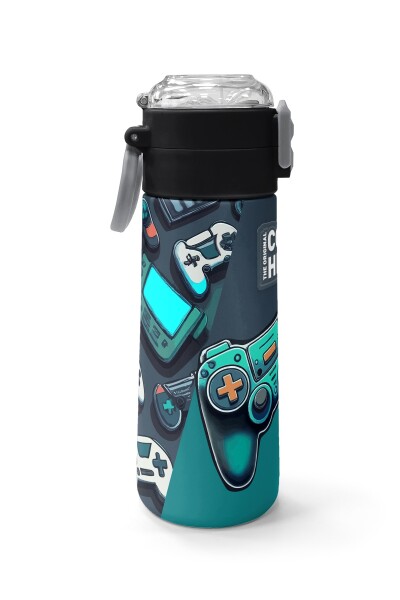Coral High Kids Nefti Gamer Desenli Pipetli ve Direkt İçim Çelik Termos 500 ml 31861 - 2