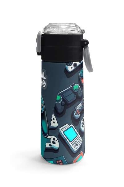 Coral High Kids Nefti Gamer Desenli Pipetli ve Direkt İçim Çelik Termos 500 ml 31861 - 3