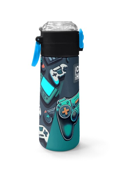 Coral High Kids Nefti Gamer Desenli Pipetli ve Direkt İçim Çelik Termos 500 ml 31861 - 2