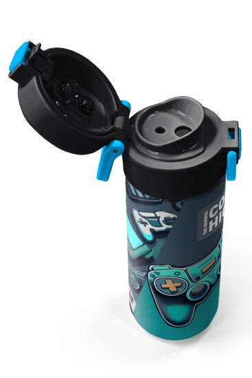 Coral High Kids Nefti Gamer Desenli Pipetli ve Direkt İçim Çelik Termos 500 ml 31861 - 3