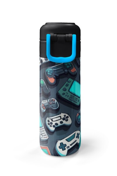Coral High Kids Nefti Gamer Desenli Pipetli ve Direkt İçim Çelik Termos 500 ml 31861 - 8