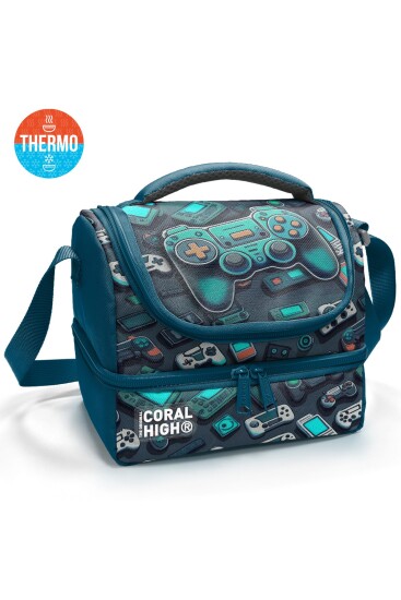 Coral High Kids Nefti Gamer Desenli Thermo İki Katlı Beslenme Çantası 37220 - Coral High