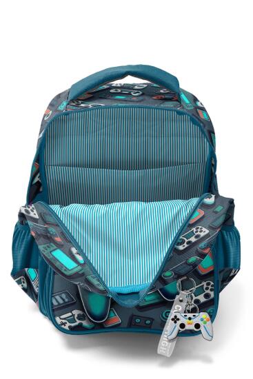 Coral High Kids Nefti Gamer Desenli Üç Bölmeli Okul Sırt Çantası 14423 - 3