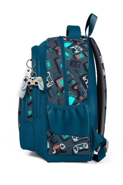 Coral High Kids Nefti Gamer Desenli Üç Bölmeli Okul Sırt Çantası 14423 - 2