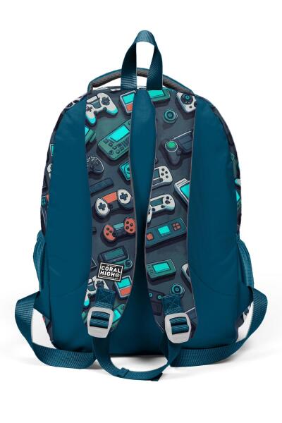 Coral High Kids Nefti Gamer Desenli Üç Bölmeli Okul Sırt Çantası 14423 - 4
