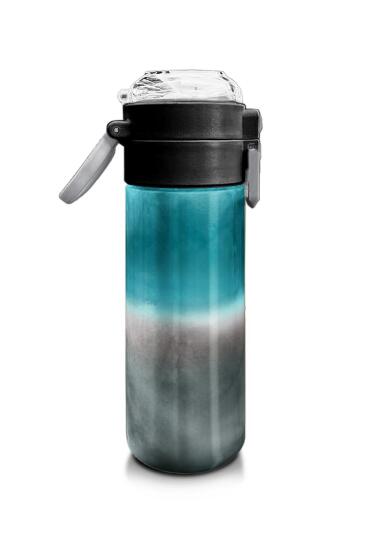 Coral High Kids Nefti Gri Renk Geçişli Desenli Pipetli ve Direkt İçim Çelik Termos 500 ml 31969 - 2