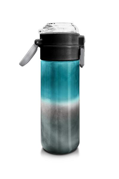 Coral High Kids Nefti Gri Renk Geçişli Desenli Pipetli ve Direkt İçim Çelik Termos 500 ml 31969 - 2