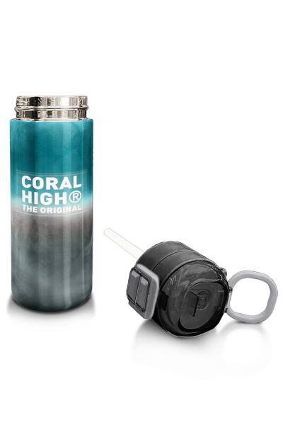 Coral High Kids Nefti Gri Renk Geçişli Desenli Pipetli ve Direkt İçim Çelik Termos 500 ml 31969 - 4