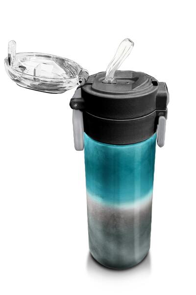 Coral High Kids Nefti Gri Renk Geçişli Desenli Pipetli ve Direkt İçim Çelik Termos 500 ml 31969 - 5