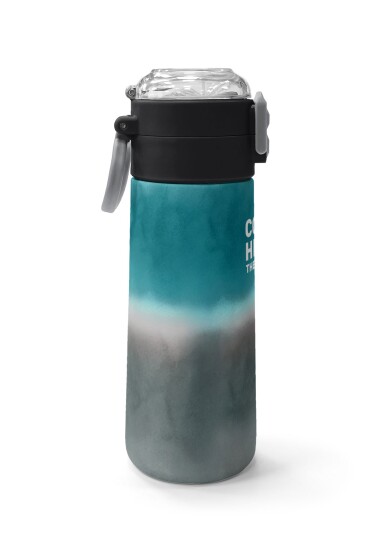 Coral High Kids Nefti Gri Renk Geçişli Desenli Pipetli ve Direkt İçim Çelik Termos 500 ml 31969 - 2