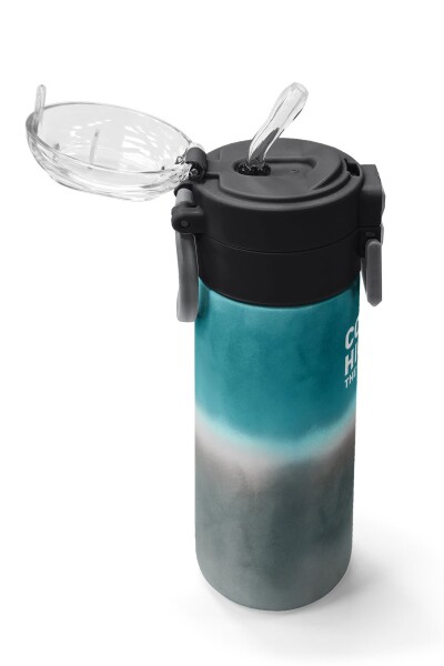 Coral High Kids Nefti Gri Renk Geçişli Desenli Pipetli ve Direkt İçim Çelik Termos 500 ml 31969 - 5