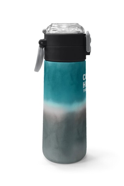 Coral High Kids Nefti Gri Renk Geçişli Desenli Pipetli ve Direkt İçim Çelik Termos 500 ml 31969 - 2