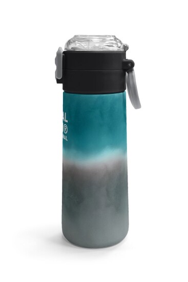 Coral High Kids Nefti Gri Renk Geçişli Desenli Pipetli ve Direkt İçim Çelik Termos 500 ml 31969 - 3