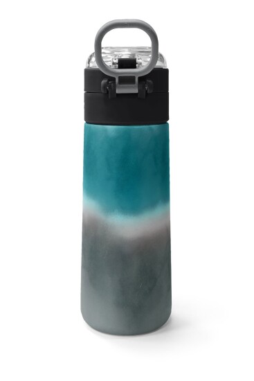 Coral High Kids Nefti Gri Renk Geçişli Desenli Pipetli ve Direkt İçim Çelik Termos 500 ml 31969 - 4