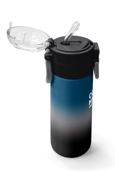 Coral High Kids Nefti Gri Renk Geçişli Pipetli ve Direkt İçim Çelik Termos 500 ml 31855 - 5