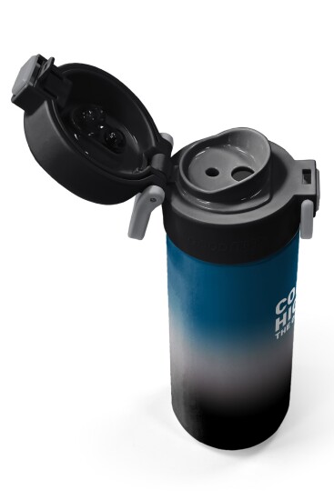 Coral High Kids Nefti Gri Renk Geçişli Pipetli ve Direkt İçim Çelik Termos 500 ml 31855 - 3
