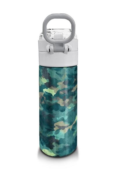 Coral High Kids Nefti Kamuflaj Desenli Pipetli ve Direkt İçim Çelik Termos 500 ml 31845 - 3