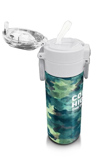 Coral High Kids Nefti Kamuflaj Desenli Pipetli ve Direkt İçim Çelik Termos 500 ml 31845 - 5