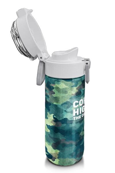 Coral High Kids Nefti Kamuflaj Desenli Pipetli ve Direkt İçim Çelik Termos 500 ml 31845 - 6