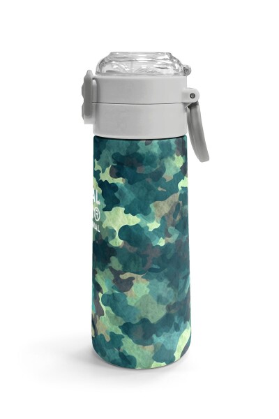 Coral High Kids Nefti Kamuflaj Desenli Pipetli ve Direkt İçim Çelik Termos 500 ml 31845 - 3