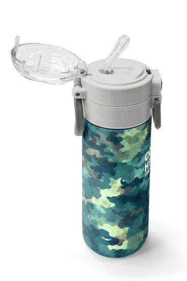 Coral High Kids Nefti Kamuflaj Desenli Pipetli ve Direkt İçim Çelik Termos 500 ml 31845 - 5