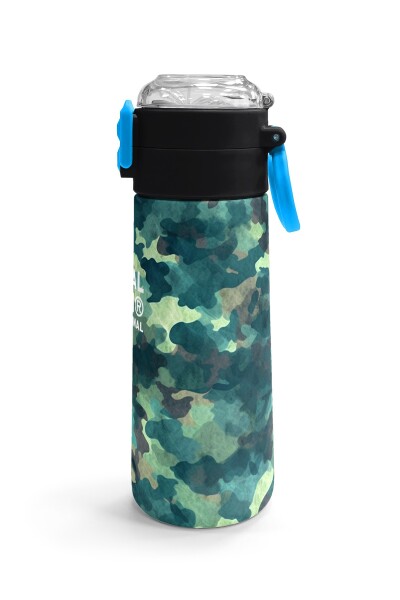 Coral High Kids Nefti Kamuflaj Desenli Pipetli ve Direkt İçim Çelik Termos 500 ml 31845 - 3