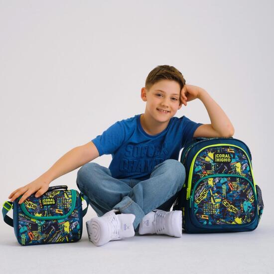 Coral High Kids Nefti Siyah Tamir Seti Desenli 3'lü Okul Çanta Seti SET0114417 - 2