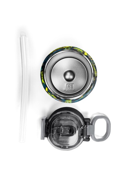 Coral High Kids Nefti Siyah Tamir Seti Desenli Pipetli ve Direkt İçim Çelik Termos 500 ml 31974 - 8