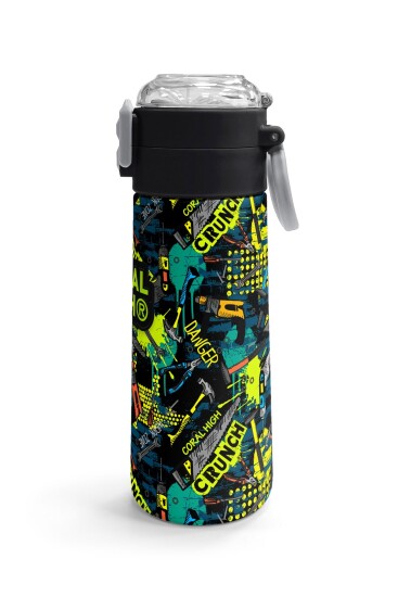 Coral High Kids Nefti Siyah Tamir Seti Desenli Pipetli ve Direkt İçim Çelik Termos 500 ml 31974 - 4