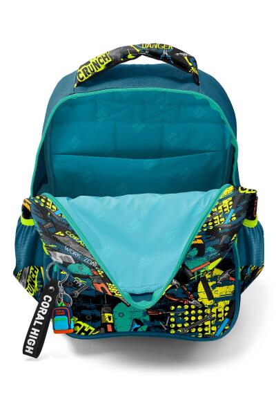 Coral High Kids Nefti Siyah Tamir Seti Desenli Üç Bölmeli Okul Sırt Çantası 14417 - 4