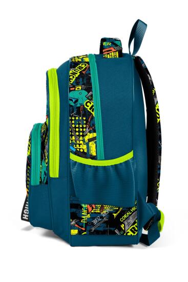 Coral High Kids Nefti Siyah Tamir Seti Desenli Üç Bölmeli Okul Sırt Çantası 14417 - 7