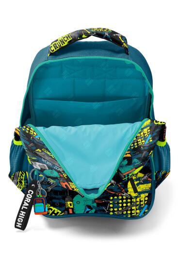 Coral High Kids Nefti Siyah Tamir Seti Desenli Üç Bölmeli Okul Sırt Çantası 14417 - 4